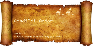 Acsádi Andor névjegykártya
